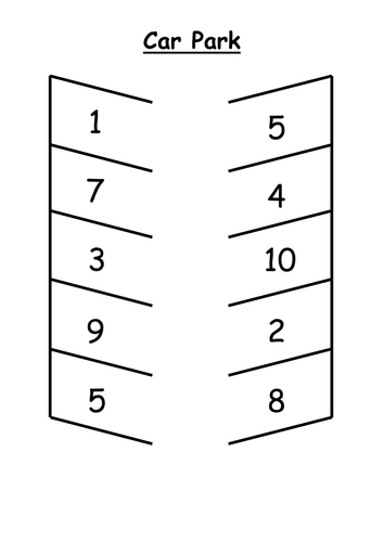 Recognise numerals 1 to 10 Car Park