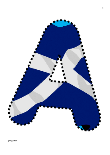 A4 Scotland Flag Themed Alphabet and Numbers
