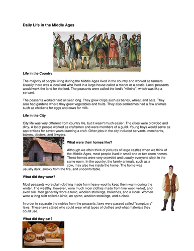 Life in the Middle Ages - basic illustrated doc