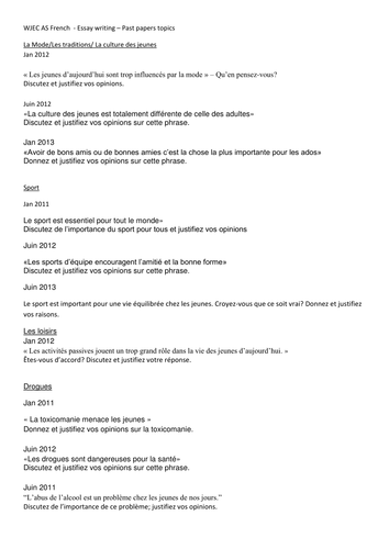 Past essay titles picture