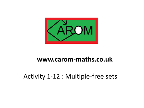Multiple free Sets Number Theory Teaching Resources