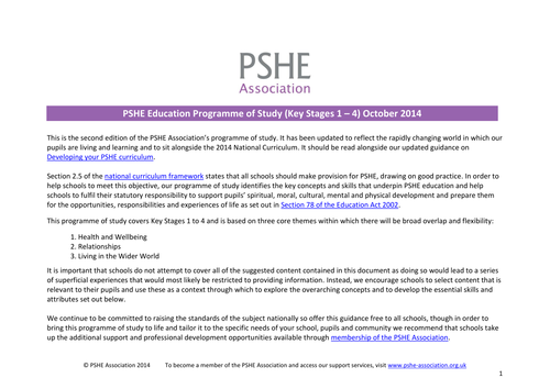 programme of study for pshe education