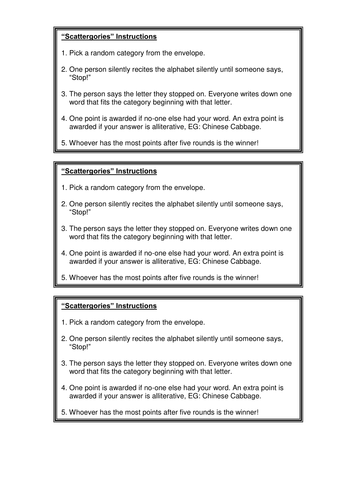 Scattergories-Inspired Group Game
