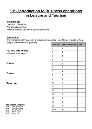Edexcel L&T unit 1 - section 2 mock exam