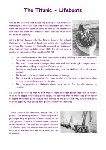 Titanic Word doc. the lifeboats