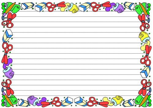 back to school themed lined paper and pageborder teaching resources