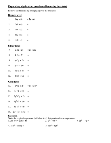 Expanding Algebraic Expressions | Teaching Resources