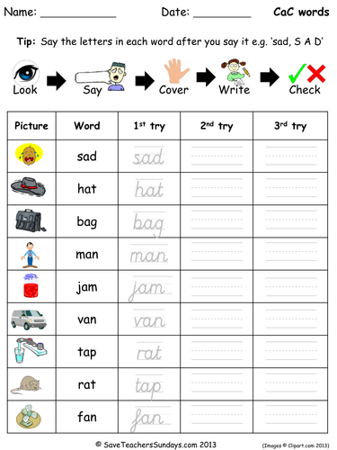Year 1 Spellings Words Lists - New Curriculum