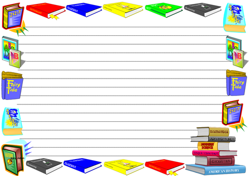 World Literacy Day Lined paper and Pageborders