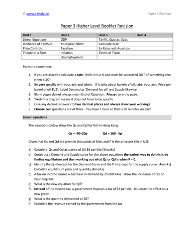 IB Economics Paper 3 Revision Booklet