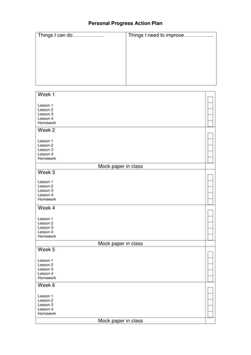 Personal Progress Action Plan