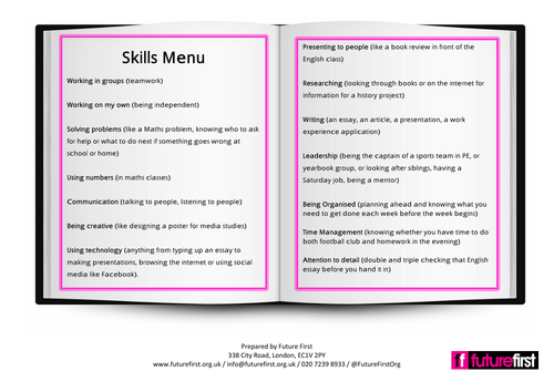 Future First - Skills Menu