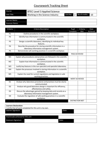 BTEC Level 3 Applied Science - Unit 2