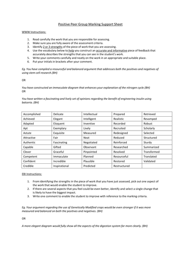 Student Peer Group Marking