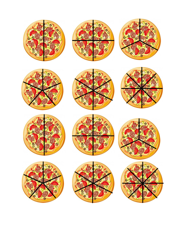 Pizza Fractions Chart