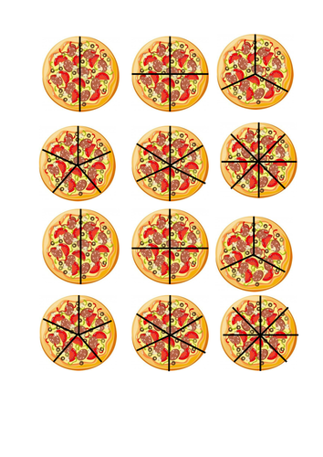 pizza fractions worksheet