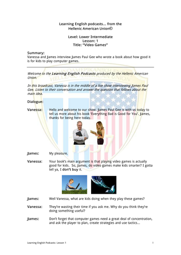 Lower Intermediate English Language: Video Games