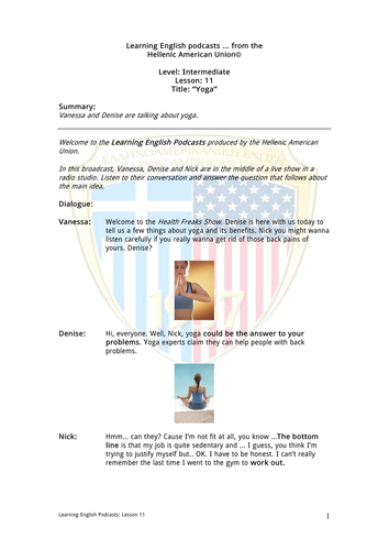 Intermediate English Language: Yoga