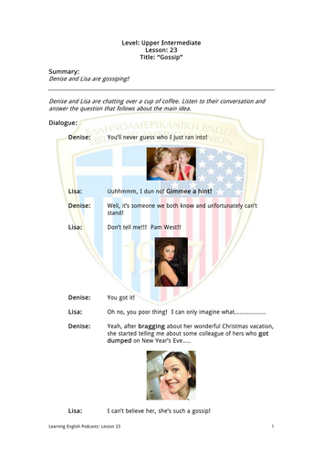 Upper Intermediate English Language: Gossip