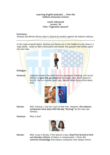 Advanced English Language: Cigarette Lawsuit