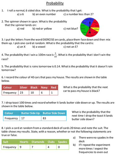 Probability Level 5 worksheet | Teaching Resources