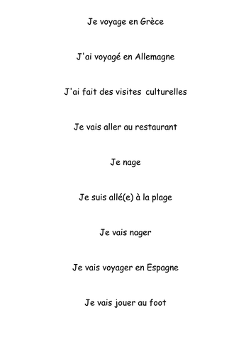 Holidays: French lesson, vocabulary