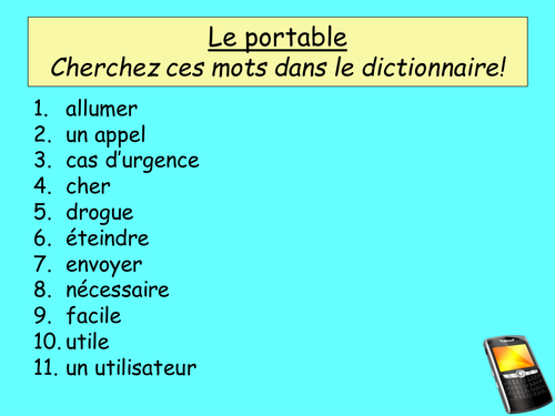 New technology: French lesson, vocabulary