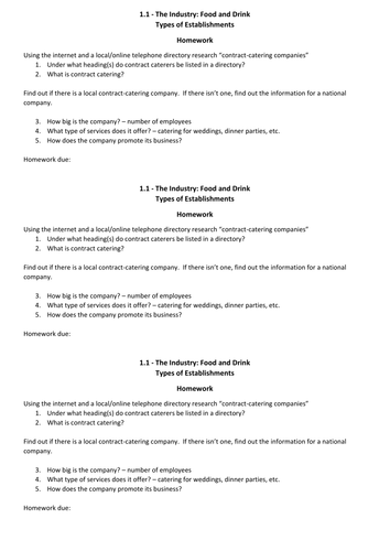 GCSE Catering 1.1: Industry, Food & Drink