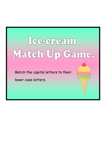 Ice-cream capital letters match up game.