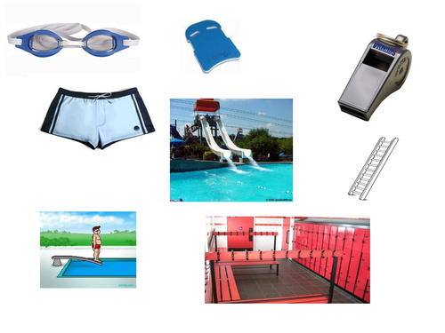 Mr Bean at the swimming pool.