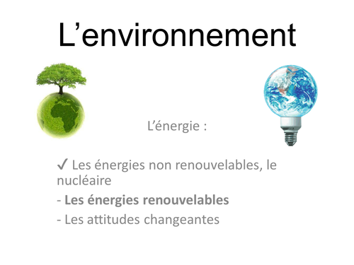 A2 French AQA L'environnement - l'énergie