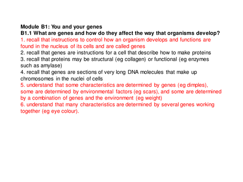 OCR B1 Lesson 1: Variation and genes