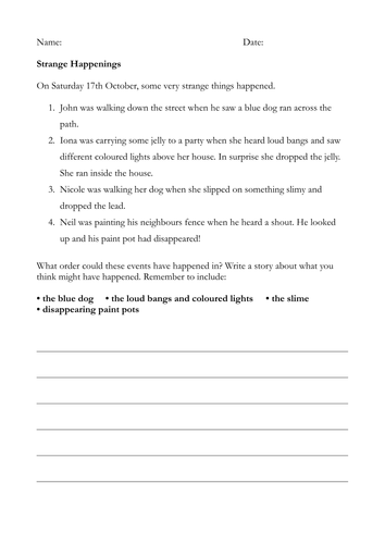 Creative Writing homework sheets 1-5
