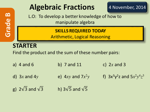 Simplifying Algebraic Fractions