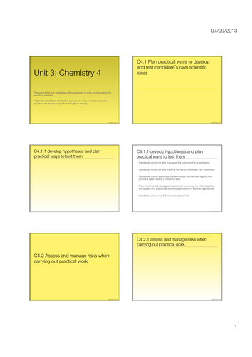AQA GCSE Chemistry Unit 1-4 booklets