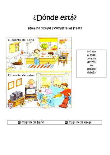 Prepositions of place - preposiciones de lugar