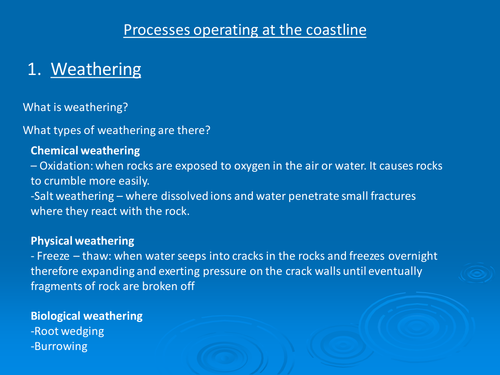 Coastal erosion, transport and deposition