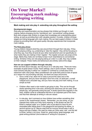 Mark making & role-play 4: stimulating mark making