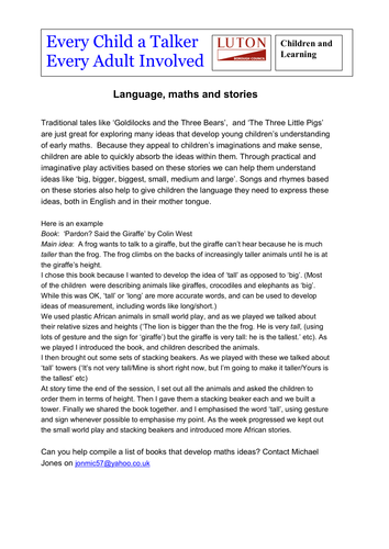 Language, maths and stories