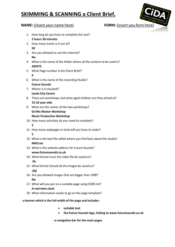 CiDA 2012 - Unit 1 Developing Web Products: L1-3