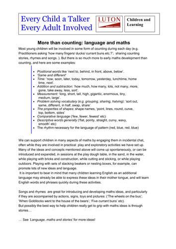 More than counting: Language and Maths