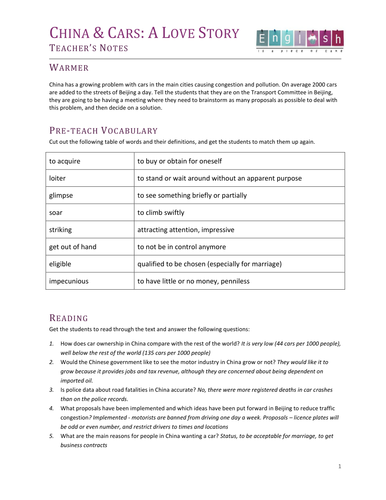 Reading Lesson Plan - China