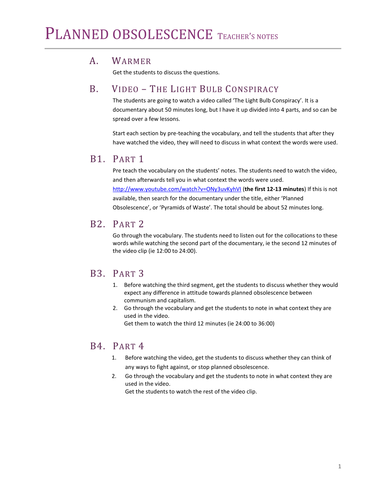 ESL Listening Lesson - Planned Obsolescence