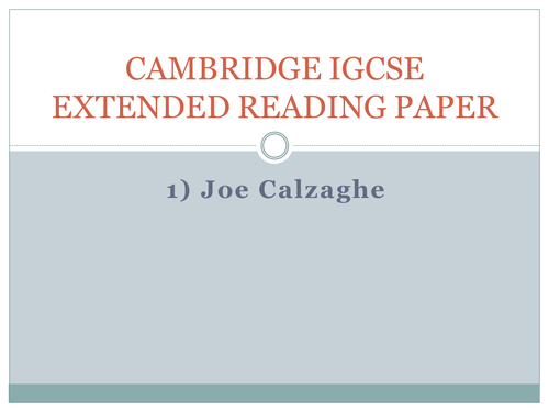 Cambridge IGCSE Extended Reading Paper Question 1