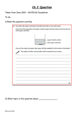 C6 OCR Extended answer practice chemical synthesis