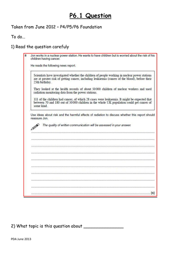 P6 OCR extended ans practice Radioactive materials