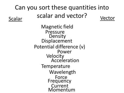 Scalar and vector quantities presentation
