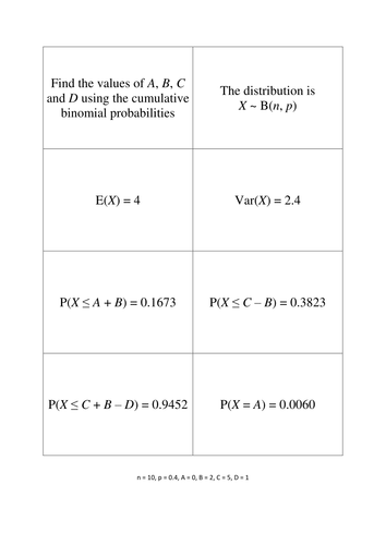 Binomial Distribution - Puzzle Cards