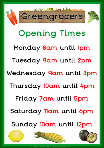 Greengrocers opening times