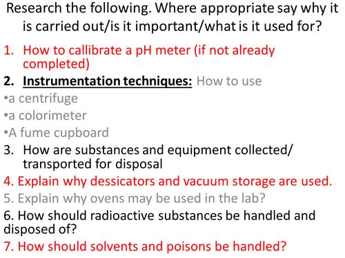 BTEC L3  Science Unit 2 Safety and procedures